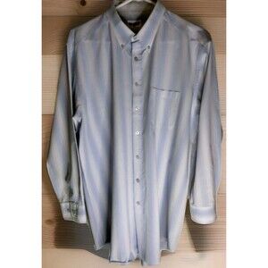 WALL STREET MEN'S SHIRT XXL LONG SLEEVE BUTTON DOWN BLUE/WHITE POCKET